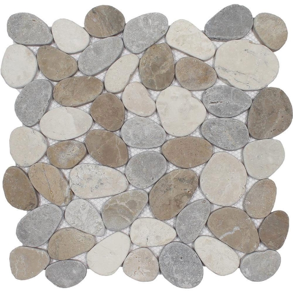 Picture of Tesoro - Ocean Stones Coin Light Grey Tan White