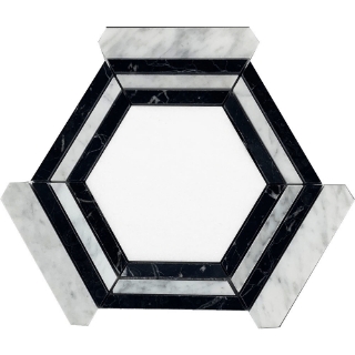 Picture of Tesoro - Metropolitan Waterjet Bexagon Thassos Bianco Carrara Nero