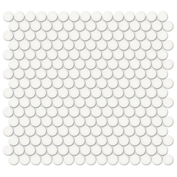 Picture of Tesoro - Soho Penny Round Mosaic Canvas White Matte
