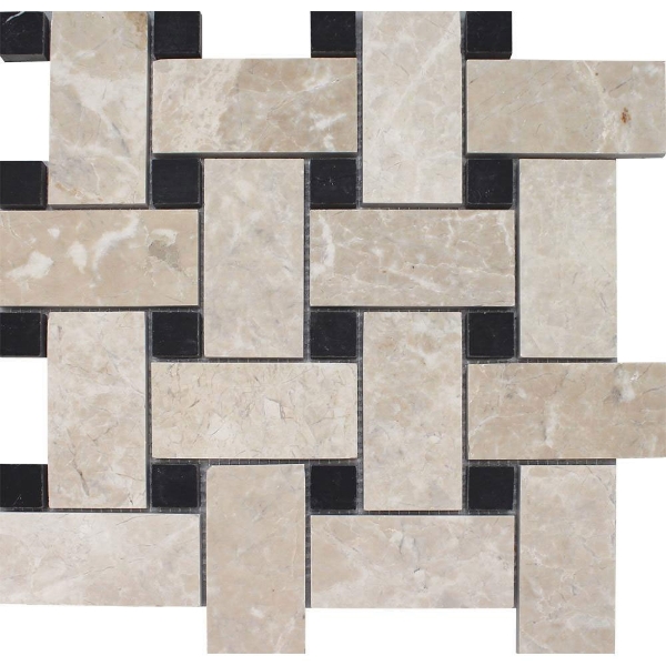Picture of Tesoro - Pietra Antica Antiqued Stones Basketweave Mosaic Cashmere Beige