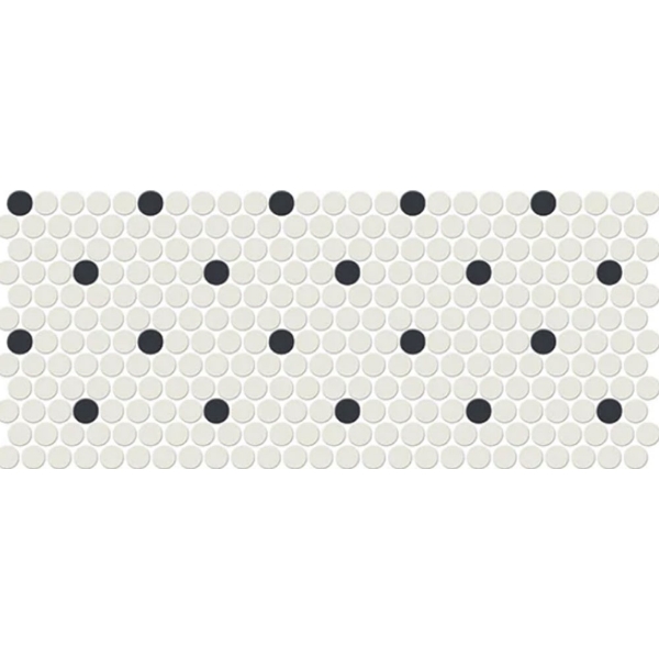 Picture of Daltile - Keystones Blends Penny Rounds Arctic White Black Retro Dot