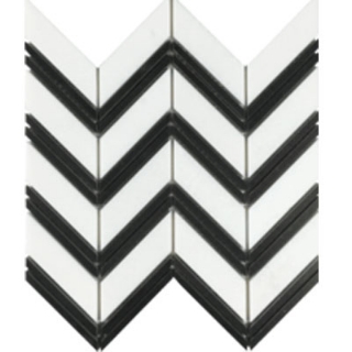 Picture of Tesoro - Metropolitan Stone Chevron Mosaic Metropolitan Blend Thassos with Black Bands
