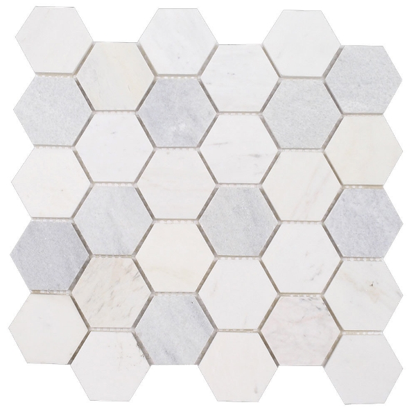 Picture of Tesoro - Metropolitan Blend Hexagon Mosaic White Beige and Grey