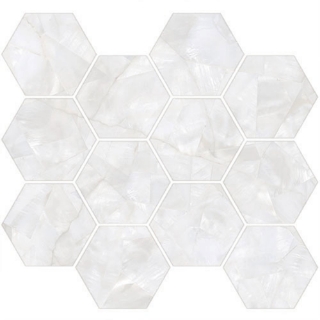 Picture of Tesoro - Mother of Pearl Hexagon Mosaic Silver Polished