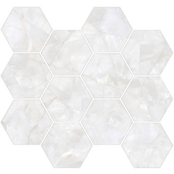 Picture of Tesoro - Mother of Pearl Hexagon Mosaic Silver Polished
