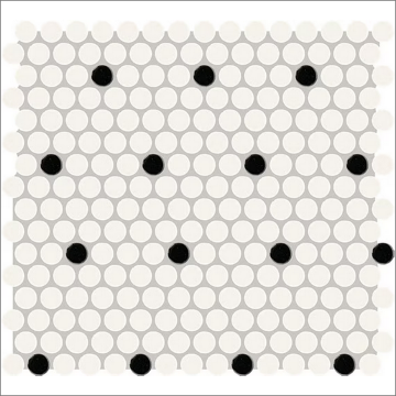 Picture of Daltile - Color Wheel Mosaic Penny Round Matte Arctic White Black Dot