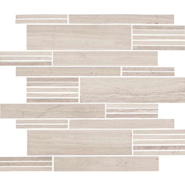 Picture of Daltile - Limestone Mosaics Unique Shapes Chenille White Modern Linear