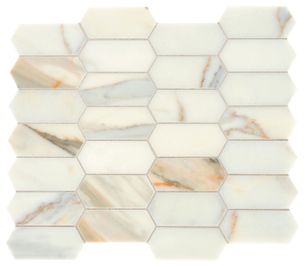 Picture of Daltile - Marble Elongated Hex Mosaics Calacatta Gold