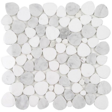Picture of Tesoro - Ocean Stones Sliced Mosaic Bianco Carrara Thassos