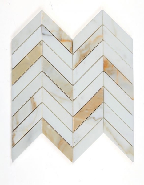 Picture of Elysium - Chevron Mosaic Calacatta Gold Honed