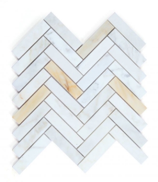 Picture of Elysium - Herringbone Mosaic Calacatta Gold Honed