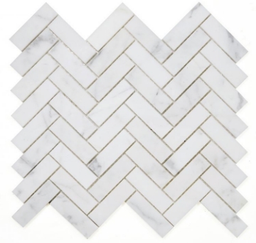 Picture of Elysium - Herringbone Mosaic Calacatta White Honed