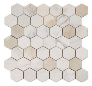 Picture of Elysium - 2 x 2 Hexagon Mosaic Calacatta Gold Honed