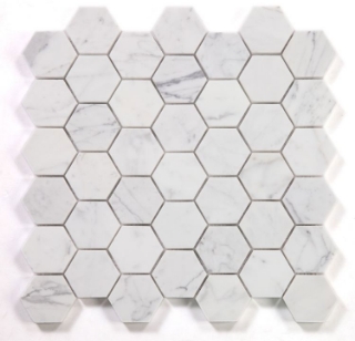 Picture of Elysium - 2 x 2 Hexagon Mosaic Calacatta White Polished