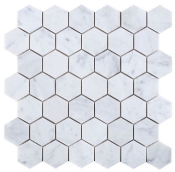 Picture of Elysium - 2 x 2 Hexagon Mosaic Carrara Honed