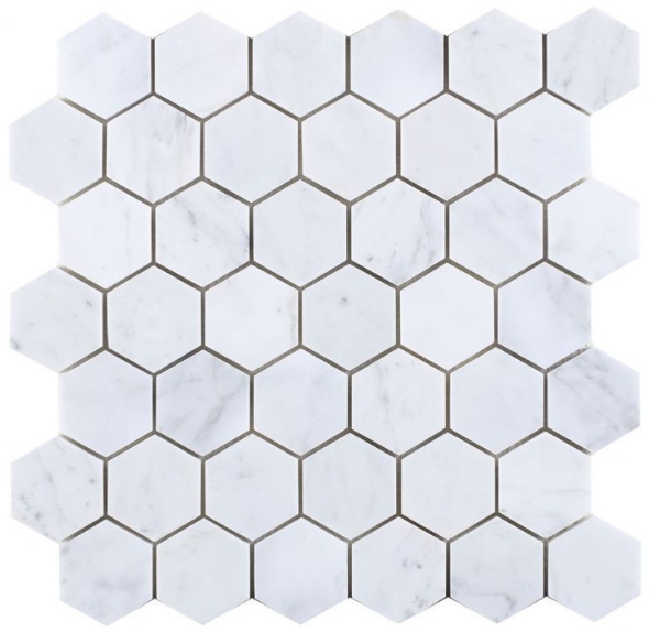 Picture of Elysium - 2 x 2 Hexagon Mosaic Carrara Polished