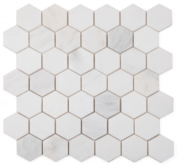 Picture of Elysium - 2 x 2 Hexagon Mosaic Snow White Polished