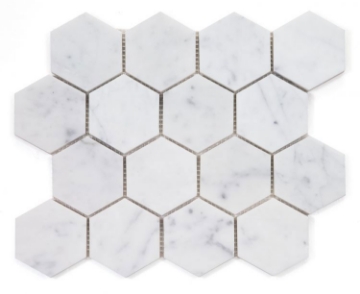 Picture of Elysium - 3 x 3 Hexagon Mosaic Carrara Honed