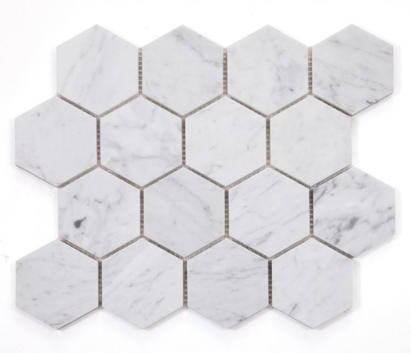 Picture of Elysium - 3 x 3 Hexagon Mosaic Carrara Polished