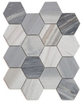 Picture of Elysium - 3 x 3 Hexagon Mosaic Italian Blue