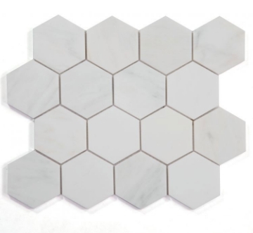 Picture of Elysium - 3 x 3 Hexagon Mosaic Snow White Honed