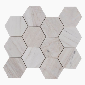 Picture of Elysium - 4 x 4 Hexagon Mosaic Wooden White