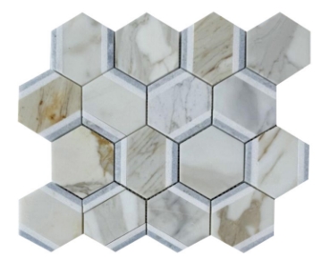 Picture of Elysium - Hexagon Mosaic Royal Calacatta Gold
