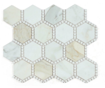 Picture of Elysium - Hexagon Mosaic Deco Calacatta Gold Honed