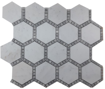 Picture of Elysium - Hexagon Mosaic Deco Milky White Honed