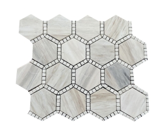 Picture of Elysium - Hexagon Mosaic Deco Wooden White Honed