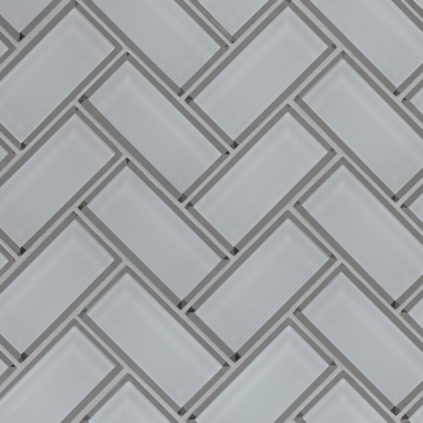 Picture of MS International - Glass Mosaic Herringbone Ice Bevel