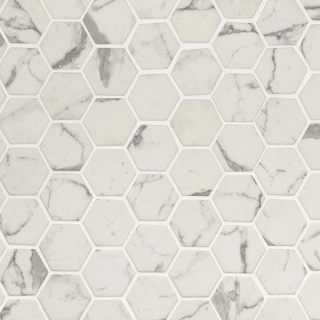 Picture of MS International - Glass Mosaic Hexagon Statuario Celano