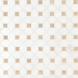 Picture of MS International - Marble Mosaics Dotty Bianco Dolomite Crema