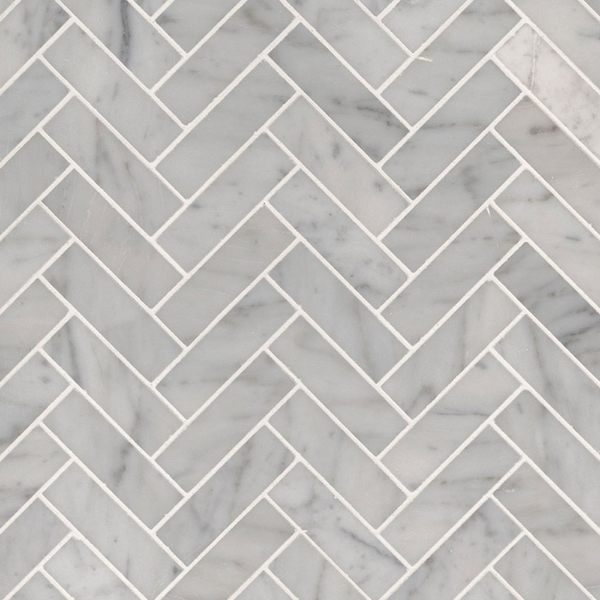 Picture of MS International - Marble Mosaics Herringbone Polished Carrara White