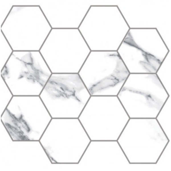 Picture of Eleganza Tiles - Statuario Extra Moderne Mosaic Hex Matte White