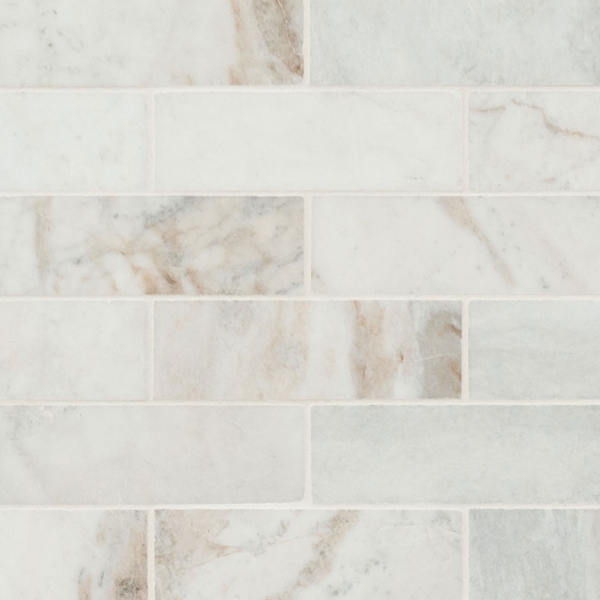 Picture of MS International - Marble Mosaics Brick 2 x 6 Honed Arabescato Venato White