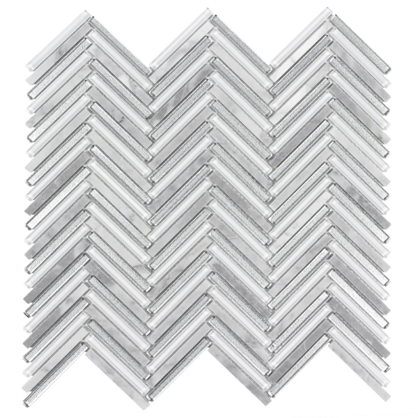 Picture of Anthology Tile - Seasons Herringbone Mosaic Frost Herringbone