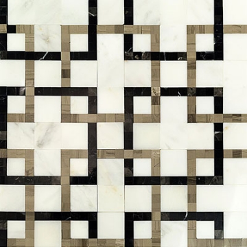 Picture of SOHO Studio Corp - Micro Mosaics Stone Pathway Asian Stauray Atens Gray & Nero