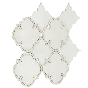 Picture of SOHO Studio Corp - Water Jet Mosaic MJ Rabat White Thassos with Pearl Line