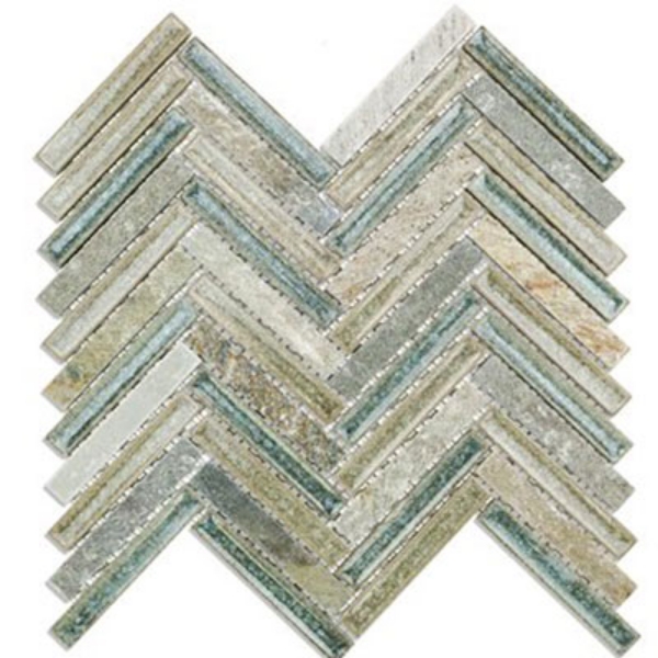 Picture of SOHO Studio Corp - Art Glass Mosaic Herringbone Quartz Sea