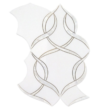 Picture of SOHO Studio Corp - Water Jet Mosaic MJ Cordelia White Thassos and Mother of Pearl