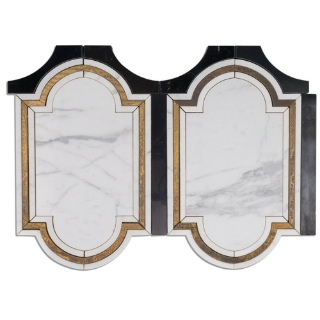 Picture of SOHO Studio Corp - Water Jet Mosaic Ornato Calacatta Brass Black Jade
