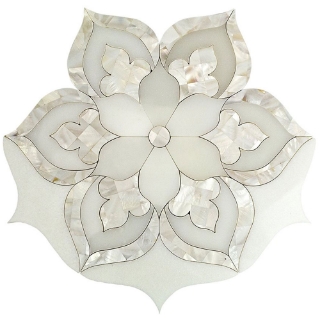 Picture of SOHO Studio Corp - Water Jet Mosaic MJ Juliet White Thassos Royal White Mother of Pearl