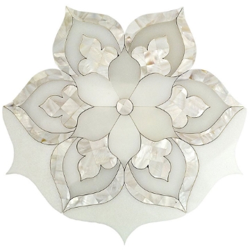 Picture of SOHO Studio Corp - Water Jet Mosaic MJ Juliet White Thassos Royal White Mother of Pearl