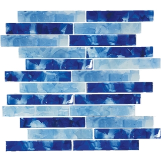 Picture of Tesoro - Flower Glass Mosaic 1 x 6 Bluebell Iris Pool Blend