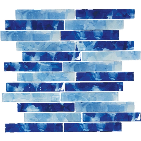 Picture of Tesoro - Flower Glass Mosaic 1 x 6 Bluebell Iris Pool Blend