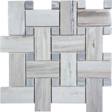 Picture of Tesoro - Pietra Antica Select Polished Travertine Basketweave Mosaic Skyline