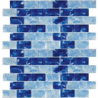 Picture of Tesoro - Flower Glass Mosaic 1 x 2 Bluebell Iris Pool Blend