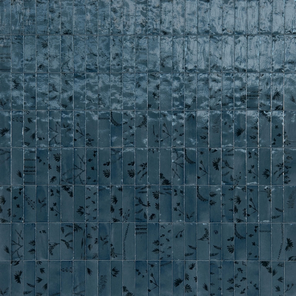 Picture of Marazzi - Rice 2 x 6 Deco Leaf Blu Leaf