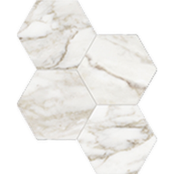 Picture of Anatolia Tile & Stone - La Marca Hexagon Mosaic 6 Calacatta Paonazzo Honed